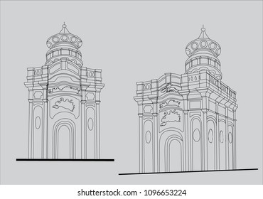 perspective architecture vector illustration building draw 
