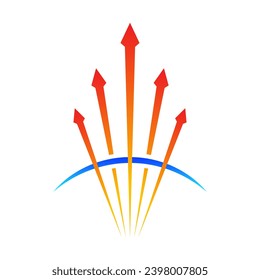 ver los signos de flecha hacia arriba. crecientes señales de flecha rápidas. concepto de signo de cinco flechas