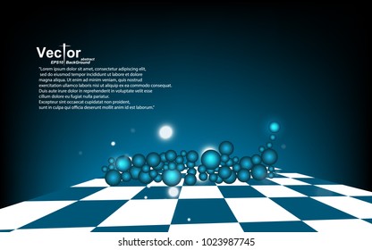 perspective background floor blue white layout concept circle technology abstract checkeres
