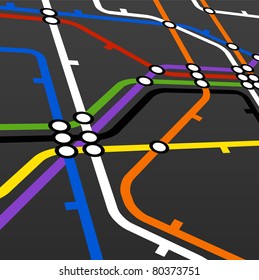 Perspective background of metro scheme on black