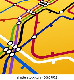 Perspective background of metro scheme on yellow