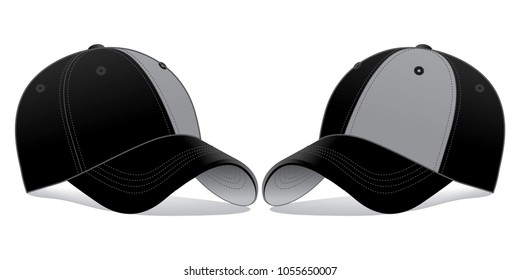 Perspective baseball cap design half style black/gray colors vector