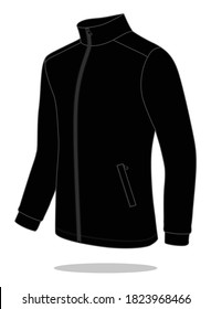 Perspective Black Jacket With Stand Up Collar Vector For Template.