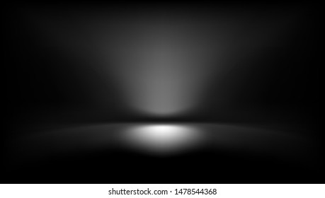 Perspective Black Studio Room Floor Backdrop With Spotlight. EPS10 Vector