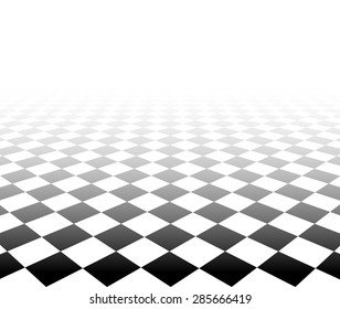 Perspective black and white grid. Checkered surface. Vector illustration.