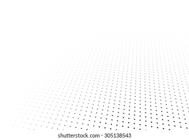 Perspective black and white grid. Surface with circles. Vector illustration.
