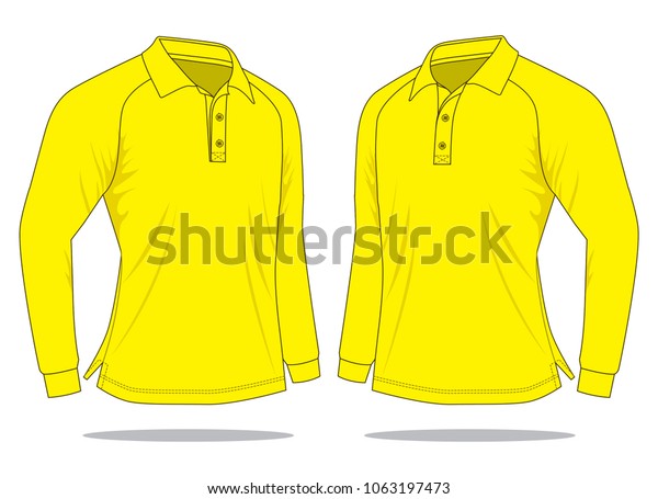 Vektor Stok Blank Pink Long Sleeve Polo 
