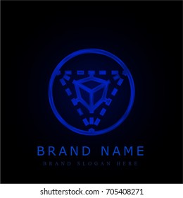 Perspective blue chromium metallic logo