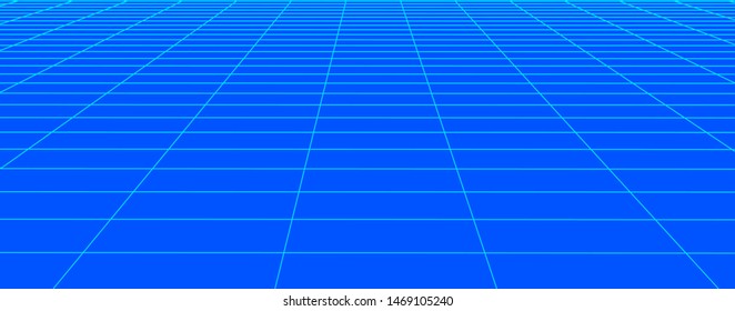 Perspective blue grid background. Abstract vector wireframe landscape. Abstract mesh background. Vector illustration.
