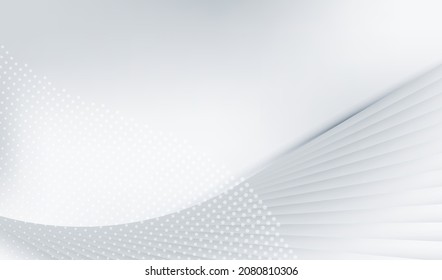 Perspectiva borrosa de fondo futurista blanco y gris con efecto de punto medio. Onda textura vectorial de negocio. Diseño de efecto luminoso en blanco.