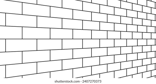 perspective brick wall pattern vector