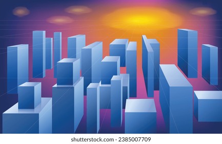 vector de construcción de perspectiva con color azul y amarillo para el diseño de fondo.