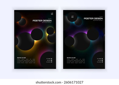 Perspective circle poster design cover with colorful shading effects