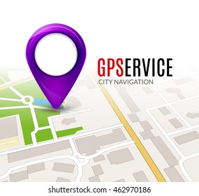 Perspective City Map GPS Service Concept. 3d City Map Design.