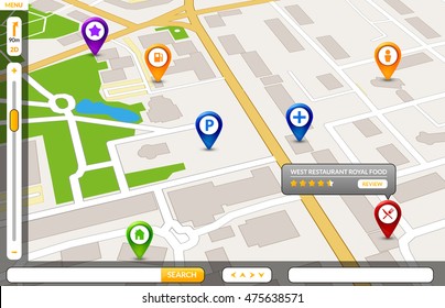 Perspective city map GPS service concept. 3d city map design.