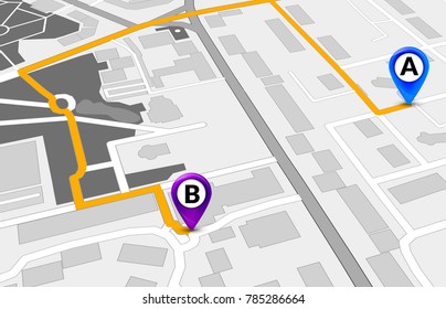 Perspective city map GPS service concept. 3d city map route template design.