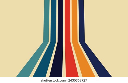 Perspective colorful retro striped lines background. Vector illustration Eps 10