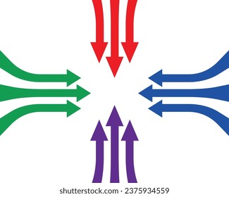Perspective curved arrow background design vector.