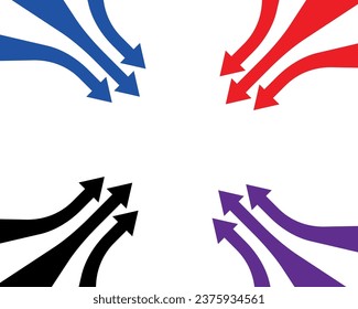Perspective curved arrow background design vector.