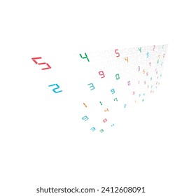 perspective digital numbers. colorful digital numbers. digital numbers concept