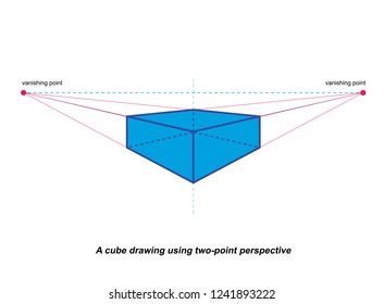  perspective drawing isolated on white background vector illustration
