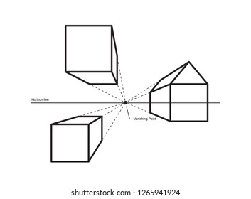  perspective drawing isolated on white background vector illustration
