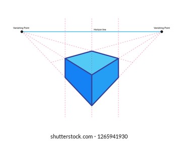  perspective drawing isolated on white background vector illustration
