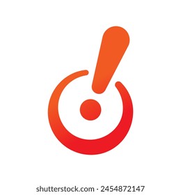 perspective exclamation symbol. orange-red exclamation symbol concept