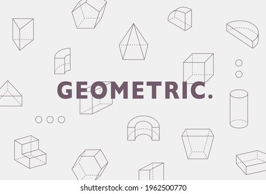 Perspective figures of various shapes are arranged in patterns. Simple pattern design template.