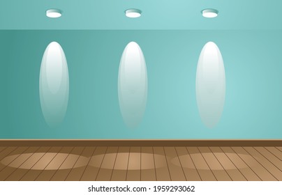 Perspective of green wall empty room and brown wood floor,classic interior style.blank space architecture.vector
