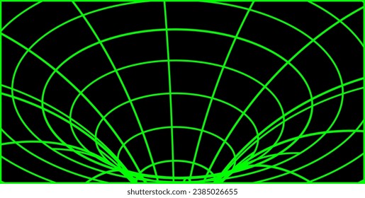 Perspective grid 3d wireframe background in neon green color. Vector futuristic abstract space background in y2k style.