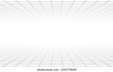 Perspektivgitter. Abstrakte Wireframe-Landschaft