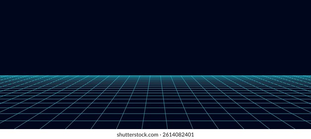 Perspective grid. Abstract wireframe landscape background