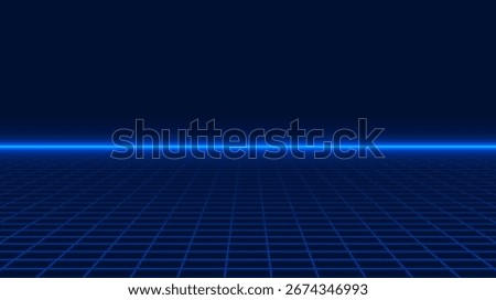 Perspective grid. Abstract wireframe landscape