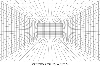 Perspective grid background. 3d Vector illustration. Interior design Model projection background template.