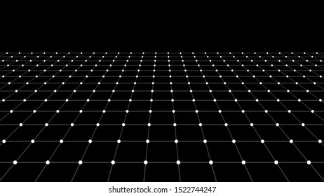 Perspective grid background. Abstract vector wireframe landscape. Abstract mesh background. Vector illustration.