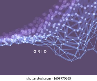 Perspective grid background. Abstract vector Illustration. Design template. Futuristic technology style.