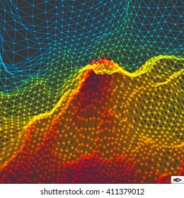 Perspective Grid Background. Abstract Vector Illustration. Design Template. Futuristic Technology Style
