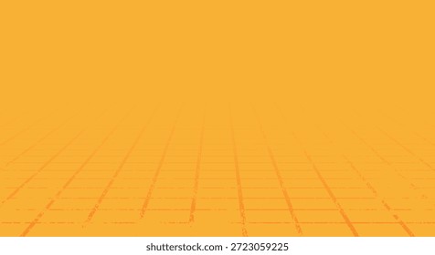 Perspective grid background with distressed grunge texture and fading surface effect in orange tone, suitable for creative layouts, sport themes, poster design and modern graphic projects.