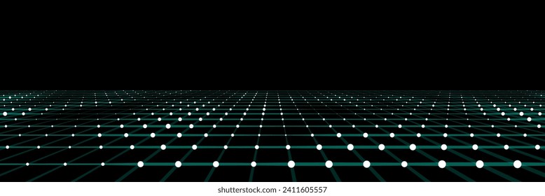 Perspective grid background. Network connection structure. Abstract wireframe landscape. Abstract mesh background. Vector illustration.