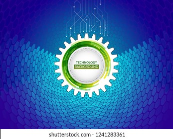 Perspective grid hexagon tunnel. Abstract background with blue shapes. Vector illustration.