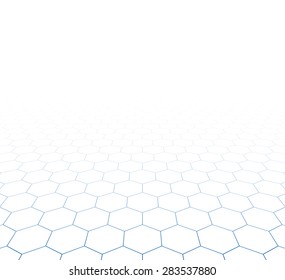 
Perspective grid hexagonal surface. Vector illustration. 