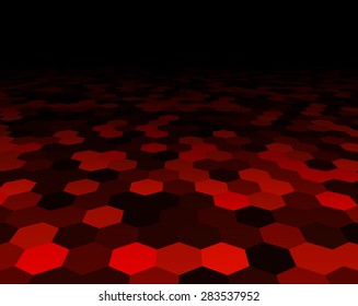 Perspective grid hexagonal surface. Vector illustration. 