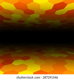 Perspective grid hexagonal surface. Vector illustration.  