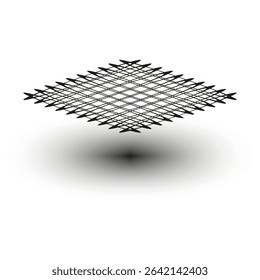 Perspective grid illusion. Abstract geometric mesh. Three dimensional net. Vector structure.