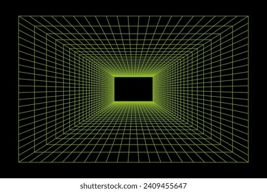 Perspective grid room background vector illustration.