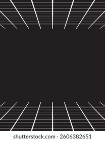 Perspective Grid with White Lines on Black Background. Black white grid background. Thin line pattern background
