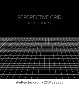 Perspective Grid Wireframe Isolated Vector Artwork