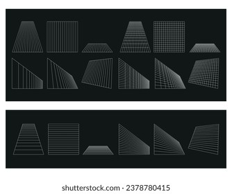 Perspective grids. Retro futuristic frames.Isolated vector set. Cyberspace