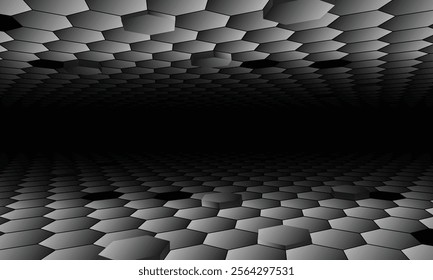 Perspective hexagon background. Vector illustration.